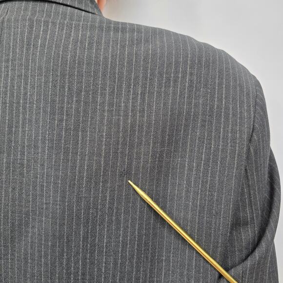 Hugo Boss Einstein Sigma US Blazer Jacket Sport Coat 40 R Gray Striped Wool VTG - Picture 12 of 13